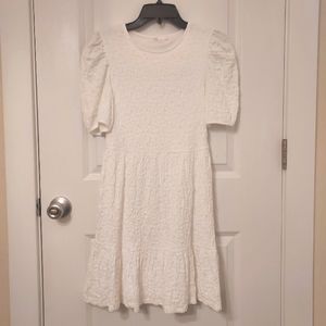 GB White Puff Sleeve Crinkle Dress